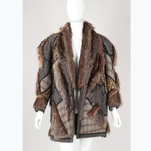 Vintage KOOS VAN DEN AKKER Fur Collage Coat Sz M